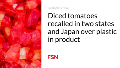 Diced tomatoes recalled in two states and Japan over plastic in product