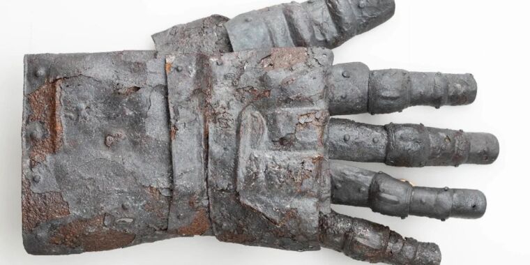Archaeologists discover intact medieval gauntlet at Kyburg Castle