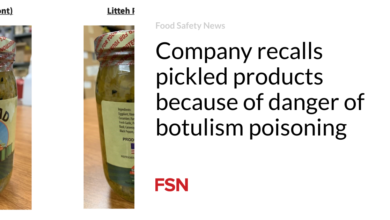 Company recalls pickled products because of danger of botulism poisoning