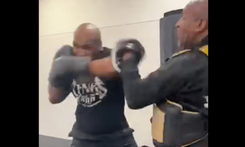Watch: Mike Tyson obliterates the pads in first day of training for Jake Paul fight