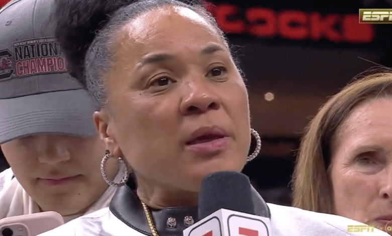 Dawn Staley Had Beautiful Message for Caitlin Clark During NCAA Championship Trophy Ceremony