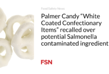 Palmer Candy “White Coated Confectionary Items” recalled over potential Salmonella contaminated ingredient