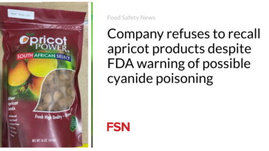 Company refuses to recall apricot products despite FDA warning of possible cyanide poisoning