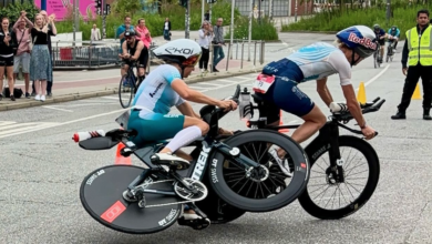 [VIDEO] Els Visser miraculously escapes hard crash Ironman Hamburg