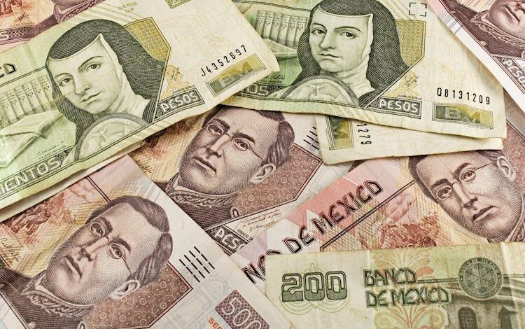 Mexican Peso edges lower as risk-off sentiment weighs