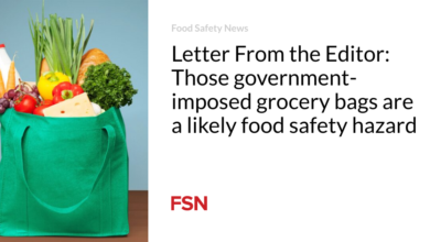 Letter From the Editor: Those government-imposed grocery bags are a likely food safety hazard