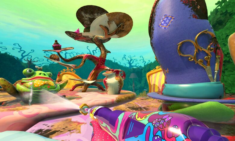 There’s something in the water: PowerWash Simulator’s trippy Alice in Wonderland DLC arrives next month