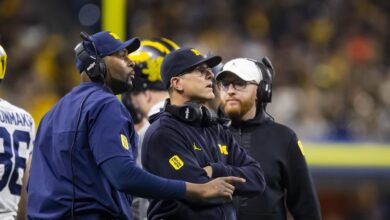 Jim Harbaugh gives Michigan football coach Sherrone Moore advice following 4-2 start