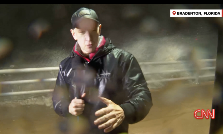 Anderson Cooper Hit In The Face By Flying Debris While Covering Hurricane Milton Live For CNN