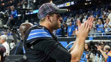 Jersey of Detroit Lions Jared Goff on display in Canton