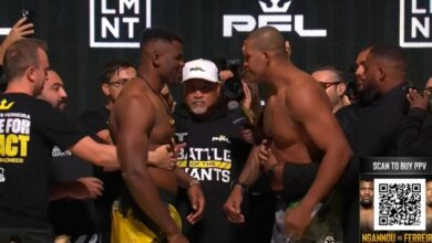 Francis Ngannou and Renan Ferreira dragged apart by security in heated final face-off ahead of PFL Super Fights showdown