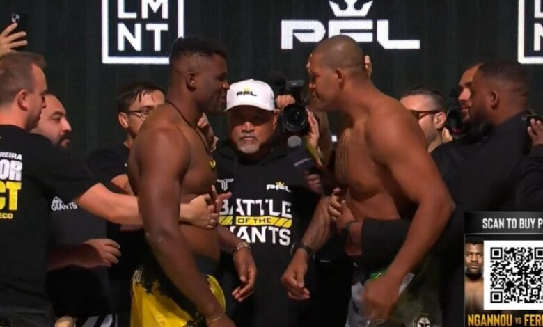 Francis Ngannou and Renan Ferreira dragged apart by security in heated final face-off ahead of PFL Super Fights showdown