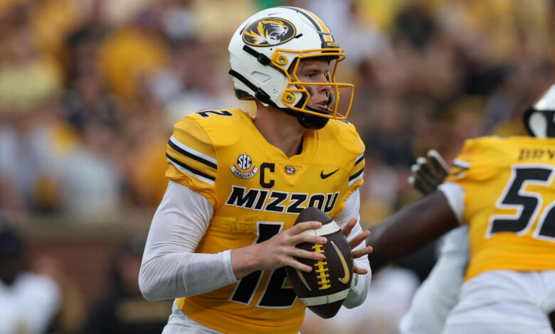 No. 19 Missouri QB Brady Cook leaves game vs. Auburn in first quarter with ankle injury