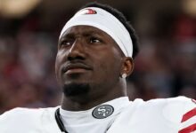 Niners HC Kyle Shanahan: WR Deebo Samuel hospitalized with pneumonia, fluid in his lungs                          Oct 21, 2024