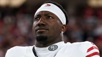 Niners HC Kyle Shanahan: WR Deebo Samuel hospitalized with pneumonia, fluid in his lungs                          Oct 21, 2024