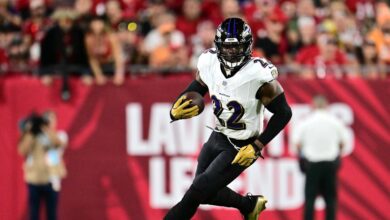 Ravens’ Derrick Henry Jokes He’s ‘Slow AF’ After Getting Caught on Long Run vs. Bucs