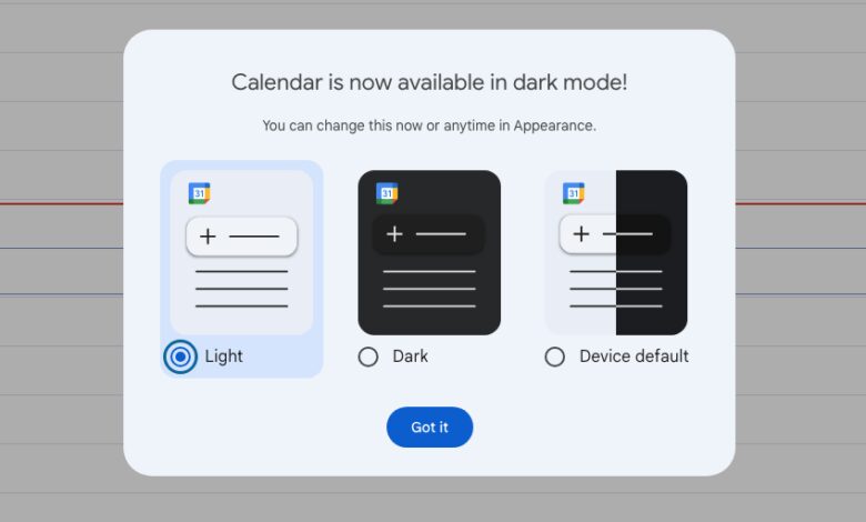 Google Calendar’s web client finally gets a dark mode