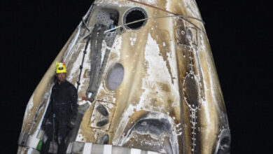 Astronaut hospitalized after returning from 235-day space mission