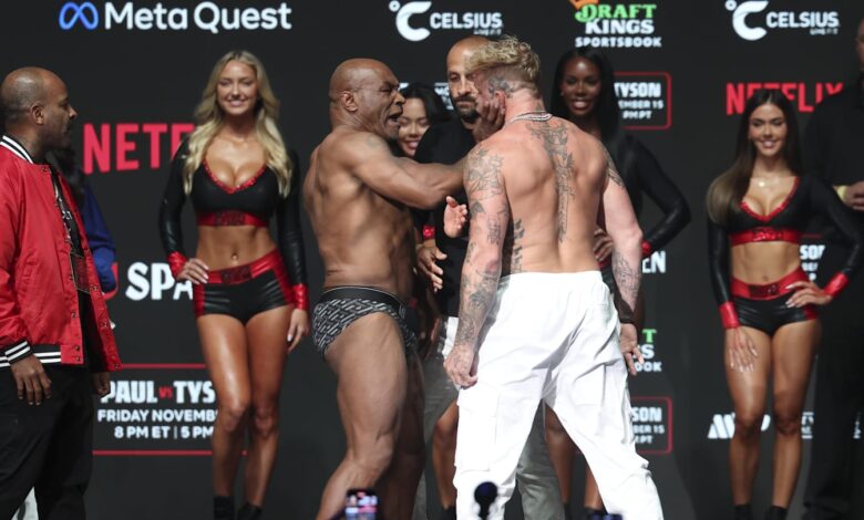 Mike Tyson Slaps Jake Paul at Weigh-in Before Netflix Boxing Match