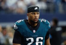 Eagles RB Saquon Barkley hopes former teammate Daniel Jones finds ‘same fresh start and success’ after release by Giants                          Nov …