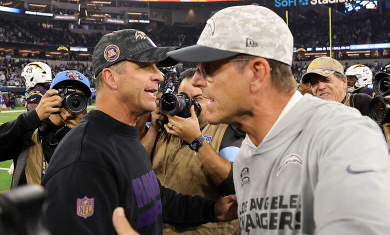 John Harbaugh’s gutsy fourth-down call is ‘turning point’ in Ravens’ win over Chargers, brother Jim                          Nov 26, 2024