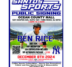 Santos Sports Of Ocean County Mall, NJ Announces Public Signing of NY Yankee Ben Rice, December 8th 1:00PM