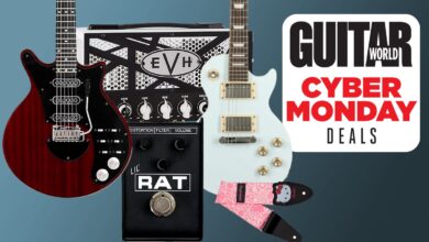 Guitar Center just dropped a 15% off coupon for Cyber Monday – and it’s valid on thousands of guitars, pedals, amps and accessories – including one of our favorite signature models, a fire-breathing EVH lunchbox head, and that Hello Kitty strap you