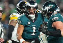 Jalen Hurts shines as Eagles’ passing game comes alive in win over Steelers, 27 to 13