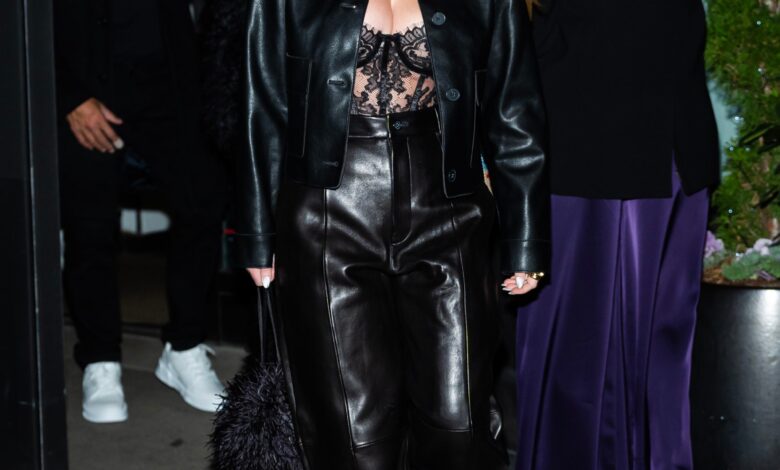 Sydney Sweeney Trades Wide-Leg Jeans For Leather Barrel Pants and Lingerie