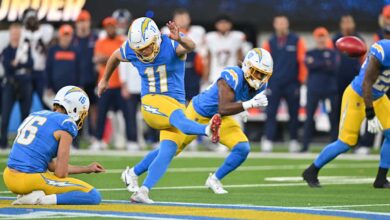 Chargers kicker Cameron Dicker ends first half with history-making fair catch field goal                          Dec 19, 2024