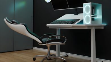 The standing/sitting Ergo Desk reclines so you can relax in your chair and still be productive