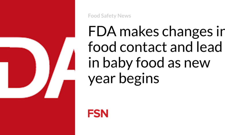 FDA makes changes in food contact and lead in baby food as new year begins