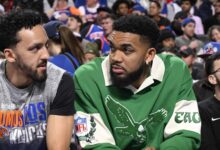 Karl-Anthony Towns Explains Changing Out of Eagles Outfit During Knicks vs. 76ers