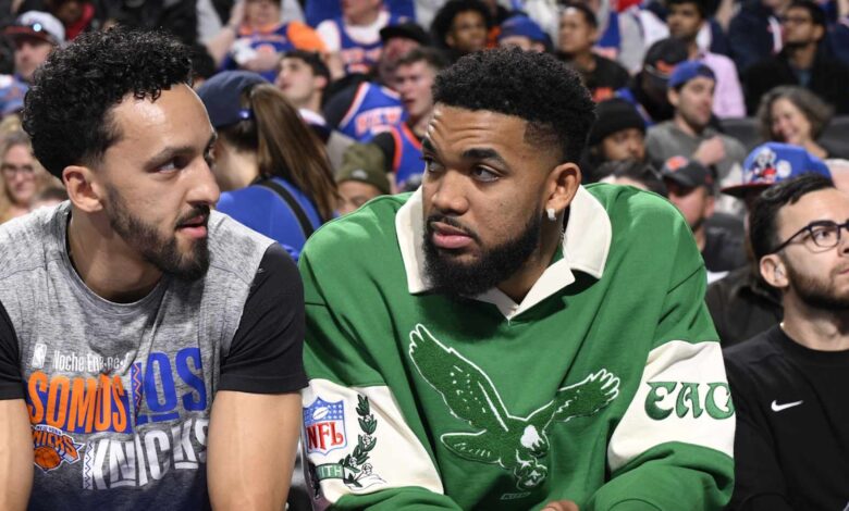 Karl-Anthony Towns Explains Changing Out of Eagles Outfit During Knicks vs. 76ers