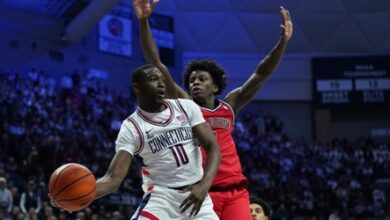 No. 19 UConn gives away double-digit lead in 68-62 loss to No. 12 St. John’s