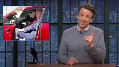 Seth Meyers gleefully roasts Trump and Musks Tesla ad