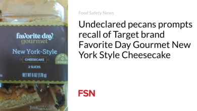 Undeclared pecans prompts recall of Target brand Favorite Day Gourmet New York Style Cheesecake