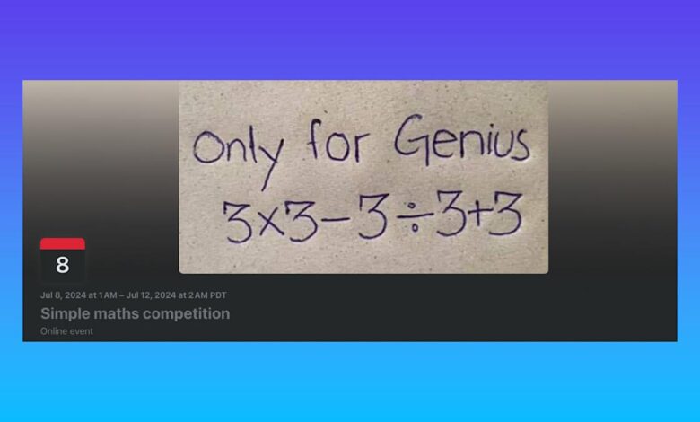 A fake Facebook event disguised as a math problem has been one of its top posts for 6 months