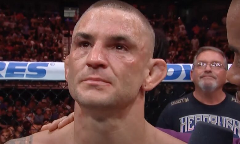 Watch Dustin Poirier’s emotional UFC 318 Octagon Interview