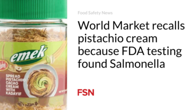World Market recalls pistachio cream because FDA testing found Salmonella