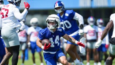NFC East news: Cam Skattebo brings intensity to first padded practice in New York